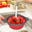 Foldable Colander Basket, Folding Vegetable Fruit Washing Basket Drain Strainer, Extendable Kitchen Colander Strainer With Handle, Round Kitchen Strainer for Draining, Over The Sink Vegetable/Fruit Flexible Strainer,  Folding Heat Resistant Colander