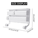 3 In 1 Multifunctional Kitchen Roll Holder, Cling Film Wall Mounted Paper Holder Shelf, Triple Food Wrap Dispenser, Kitchen Roll Holder With Spice Rack and Slide Cutter, Multifunctional Cling Film Cutter