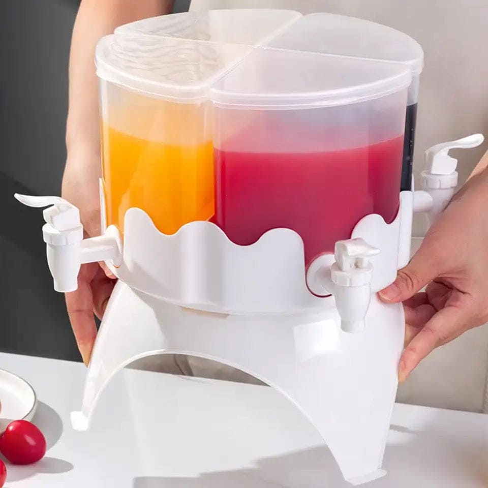 4 Grid Cold Rotating Kettle, Household Beverage Container, Cool Water Bucket, Beverage Dispenser with Spigot Water Bottle, 4L Water Bottle for Wedding Bar Outdoor Party Home Party, Water Jug With Faucet, Drink Jug Bucket, Detachable Liquid Dispenser