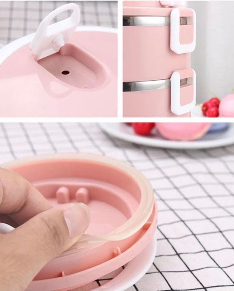 Stainless Steel Lunch Box, Eco Friendly Plastic Thermal Food Container, Stainless Steel Insulated Lunch Box, Bento Kitchen Food Container, Bento Box with Cover Sealed Lunch Box, Large Capacity Vacuum Insulation Boxes