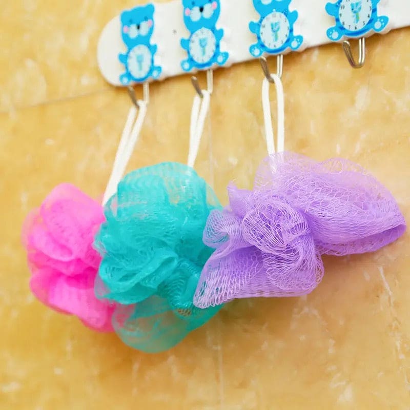 Loofah Sponge, Ball Bath Towel Scrubber, Mini Bath Sponge, Multicolor Body Exfoliating Shower Ball, Flower Bath Mesh Sponge, Bath Flower Shower Sponge Ball, Shower Loofah Sponge Pouf Body Wash Scrubber