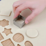 Set Of 12 Stainless Steel Cookie Cutter, Biscuit Baking Mold, Stainless Steel Cookie Mold, Biscuit Press Stamp,  Mini Shapes Fondant Cutter Set, Baking Accessories Cake Decoration Tool, Geometric Set for Biscuit Cutter