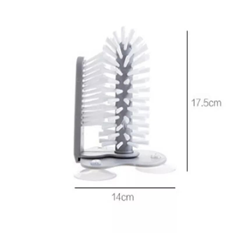 Wall Suction Cup Glass Cleaning Brush, Rotating Plastic Bottles Cleaner, Coffee Milk Tea Cups Brush, Glass Cup Washer with Suction Base Bristle, Kitchen Sink Home Tools