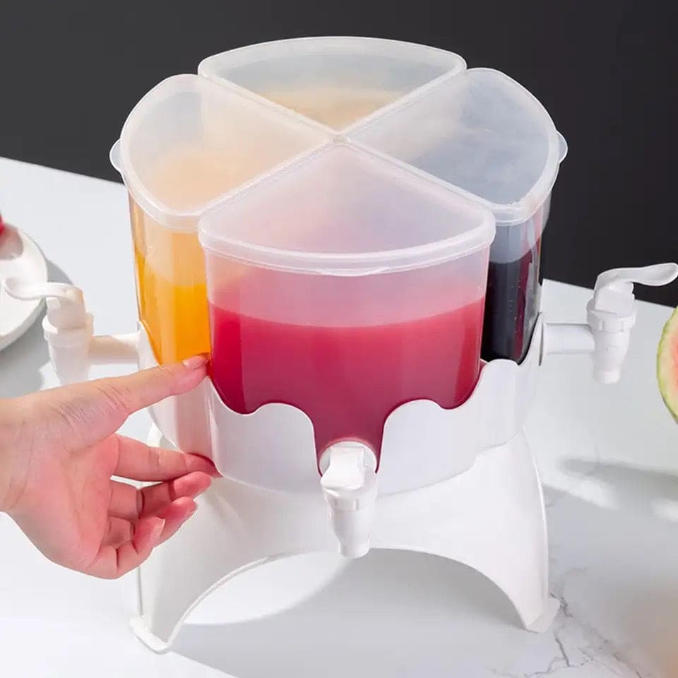 4 Grid Cold Rotating Kettle, Household Beverage Container, Cool Water Bucket, Beverage Dispenser with Spigot Water Bottle, 4L Water Bottle for Wedding Bar Outdoor Party Home Party, Water Jug With Faucet, Drink Jug Bucket, Detachable Liquid Dispenser
