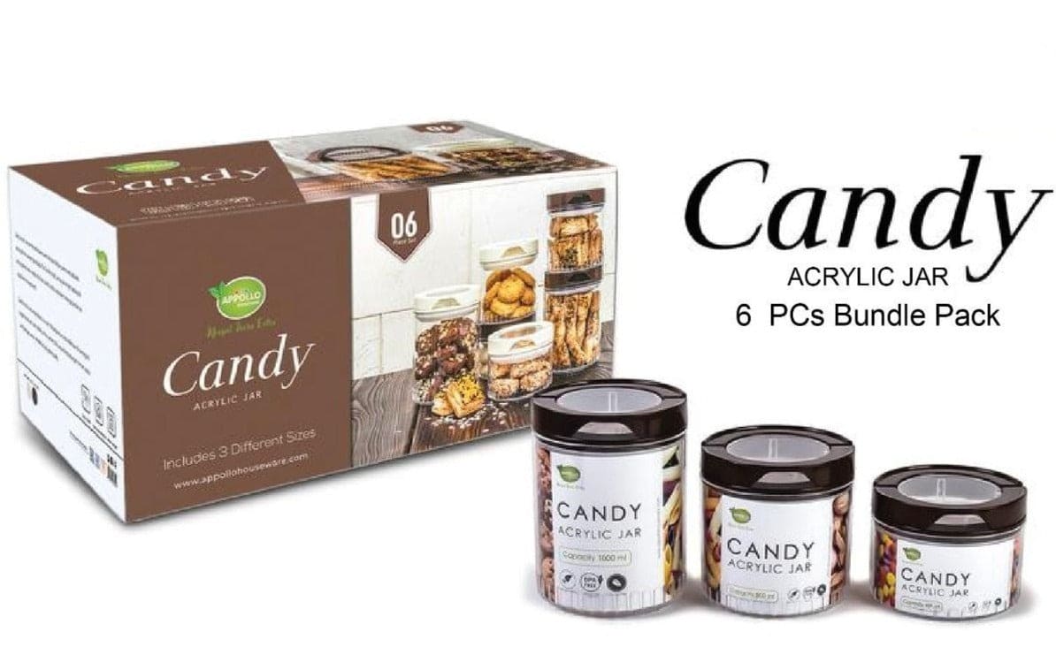 Set Of 6 Candy Acrylic Jar, Spice Candy Jar, Kitchen Use Spice Container Jar