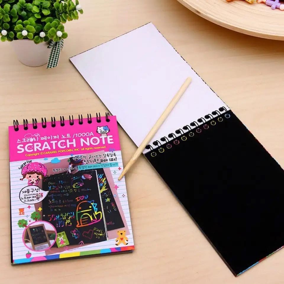 Children Graffiti Notebook, Black Page Magic Drawing Book, Painting Notepad for Kids, DIY Scratch Drawing Notes Paper, Graffiti Painting Coils Drawing Book, Color Scratch Art Mini Notes, Scraping Drawing Paper