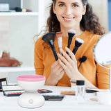 Automatic Cosmetic Brush Cleaner, Electric Makeup Brush Cleaner, Portable ABS Silicone Makeup Brush Bowl Washing Tool, Auto Clean Quick Spin Dry Makeup Brush Cleaner