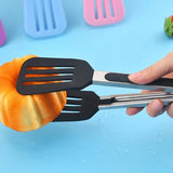 Silicone Non Stick Food Tong, Silicone Food Meat Salad Clamp, BBQ Bread Serving Cooking Clip, Foldable Barbecue Baking Tongs, Nylon Shank Dessert Tweezer Cooking Clamp, Heat-Resistant Bread Steak Serving Clips