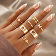 Simple Star Heart Rings, Geometric Retro Rings For Women, Trendy Shining Women Jewellery Set, Vintage Knuckle Rings Set, Stackable Finger Rings, Midi Rings For Women