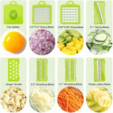 8 In 1 Vegetable Slicer With Container, Mandolin Slicer Veggie Chopper, Hand Held Food Chopper, Fruit Slicer Grater Shredders Drain Basket Cutter