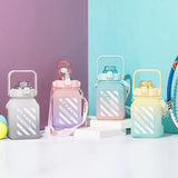Rainbow Square Water Bottle, 700ml Gradient Color Water Bottle, Portable Cute Kids Water Bottle, Large Capacity Square Belly Water Bottle