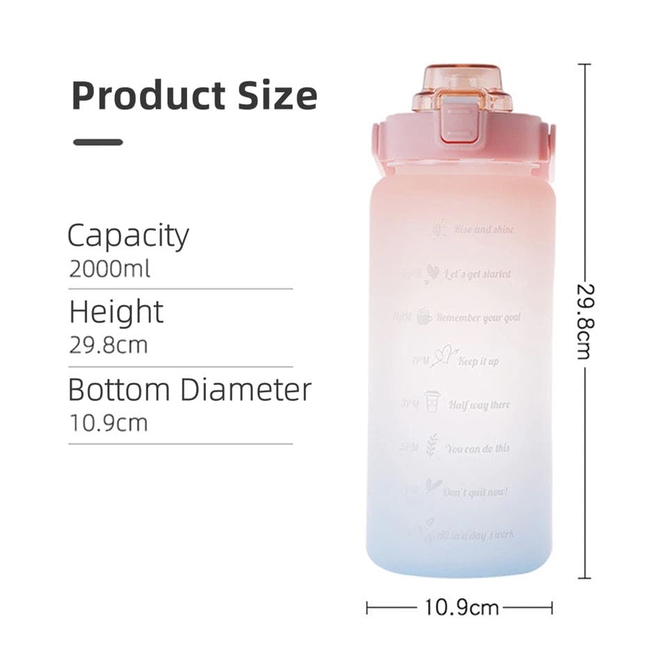 2L Gradient Water Bottle,  Flip Lid Drink Jug, Water Flask Drinking Bottle, Outdoor Sports Portable Plastic Cold Water Cups, Transparent Frosted Plastic Water Bottle