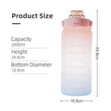 2L Gradient Water Bottle,  Flip Lid Drink Jug, Water Flask Drinking Bottle, Outdoor Sports Portable Plastic Cold Water Cups, Transparent Frosted Plastic Water Bottle
