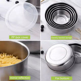 Stainless Steel Vessel With Lids, Mixing Crisper Food Container Bowls, Chef Buddy Stainless Steel Bowl Set, Classic Cuisine Metal Fresh Keeping Bowls