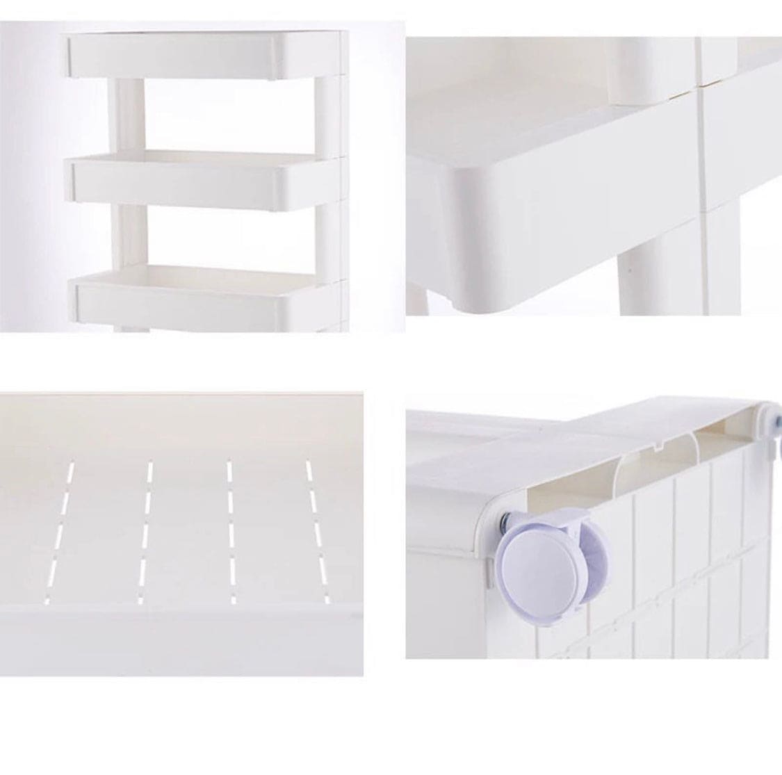 Three Layer Storage Cart, Rotating Wheels Kitchen Bathroom Organizer, Three Layer Trolley, Hairdressing Trolley Rack Mobile Shelf