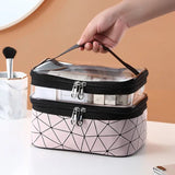 Dual Transparent Cosmetic Bag, Women Make Up Case, Big Capacity Travel Makeup Organizer, Toiletry Beauty Storage, Portable Women Makeup Bag, Travel Carrying Bag, Cosmetic Storage Bag, Dual Zipper Wash Beauty Pouch