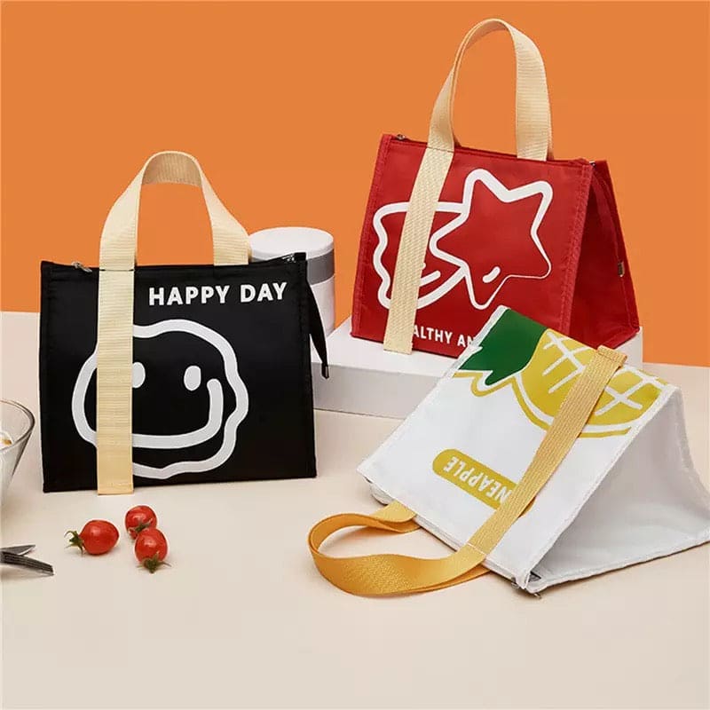 Cartoon Portable Thermal Lunch Bags For Food Storage, Waterproof Handbag, Travel Picnic Pouch Insulated Cooler Bento Bag