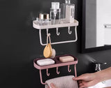 Two Grid Soap Box, Wall Mounted Soap Drain Holder, Multifunctional Bathroom Kitchen Hanging Storage Organizer, Portable Drain Suction Cup Soap Dish