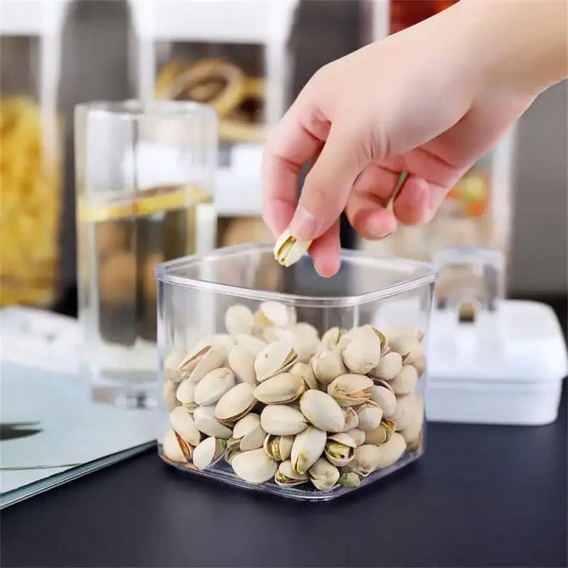 Set Of 3 Plastic Food Storage Container, Kitchen Organizer Jars Box, Transparent Sealed Cans Jars For Spices, Multi Capacity Grain Storage Box, Kitchen Snacks Dry Plastic Fresh Keeping Tank