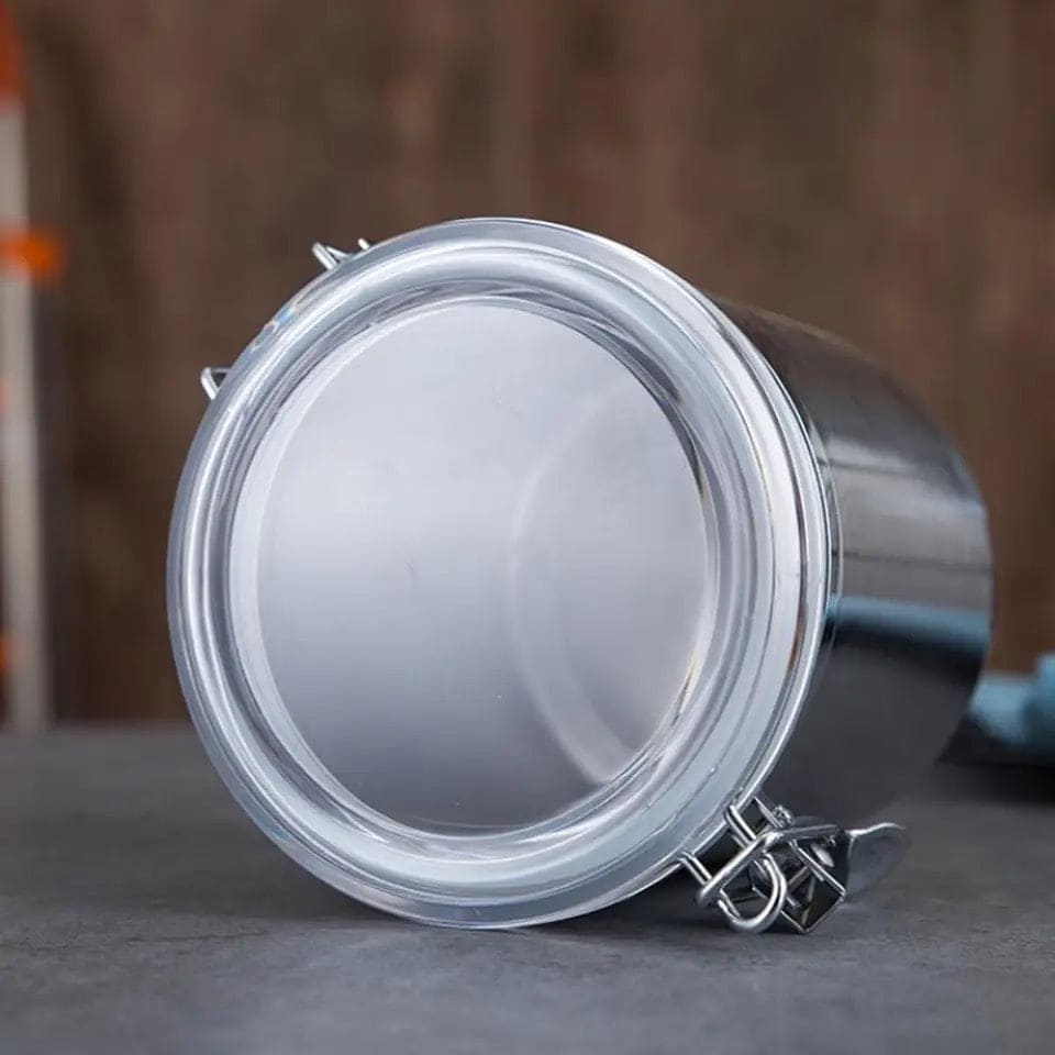 Set Of 4 Stainless Steel Airtight Sealed Canister, Coffee Flour Sugar Tea Container, Kitchen Container Seal Storage Jars With Plastic Cover, Miscellaneous Grain Food Storage Containers, Metal Sealed Can, Tea Leaf Organizer, Kitchen Accessories