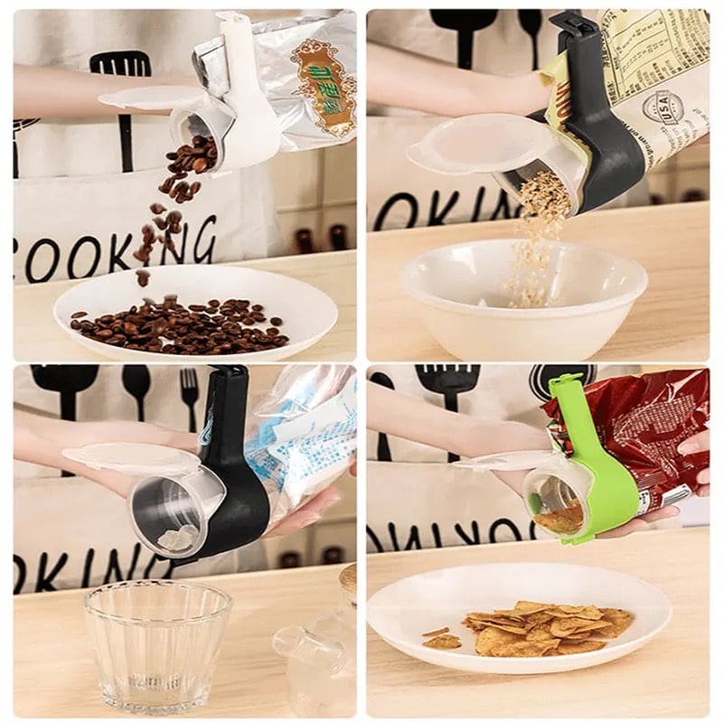 Snack Sealing Clip, Seal Pour Food Storage Bag Cap Clip, Food Sealer Clamp, Round Mouth Effect Clip Kitchen Tool,  Multifunction Seal Pour Food Storage Bag Clips, Moisture Sealing Snack Storage Container Clips, Home Food Close Clip Seal