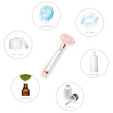 New 2 In 1 Flawless Contour, Flawless Jade Roller, Micro Vibrating Facial Roller And Massager, Automatic Facial Vibrate Face Massager, Electric Pink Rose Quartz Facial Massager, Vibrating Face Body Massage Tool, Skin Care Lift Tightening Women Beauty Bar