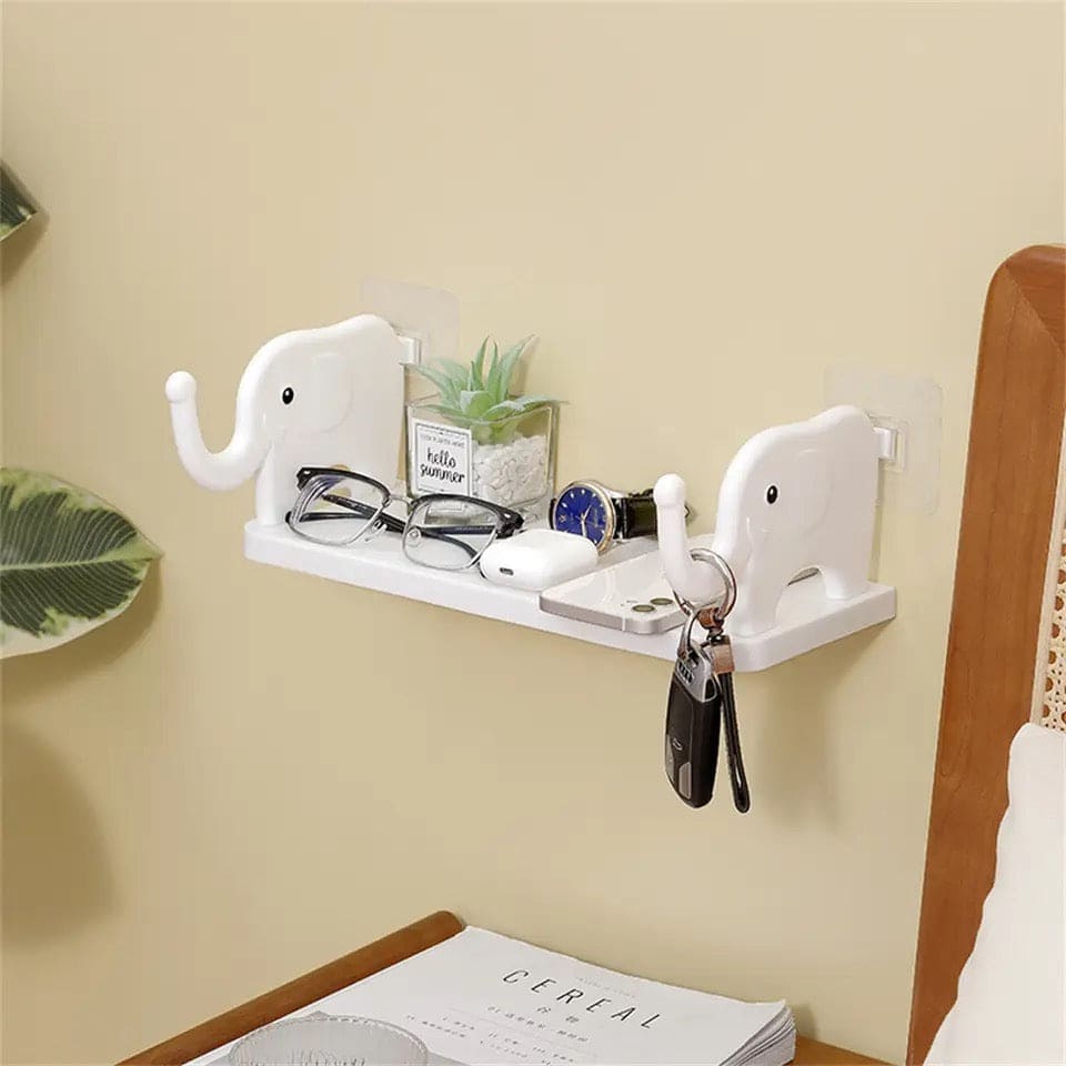 Elephant Storage Shelf, Multifunctional Storage Rack,  Elephant Guardrail Hook Storage Rack, Household Kitchen Bathroom Organizer Shelf, Wall Hanging Seasoning Storage Shelf, Wall Mounted Storage Organizer, Multipurpose Floating Shelf