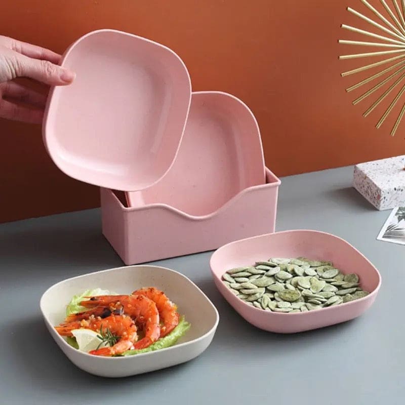 Plastic Plates With Stand, Multi-function Spit Bone Dish, Round Square Set Dining Table Plates, Household Kitchen Tableware Serving Table Plates, Fruit Snack Dish Plate, Reusable Food Serving Dishes With Rack