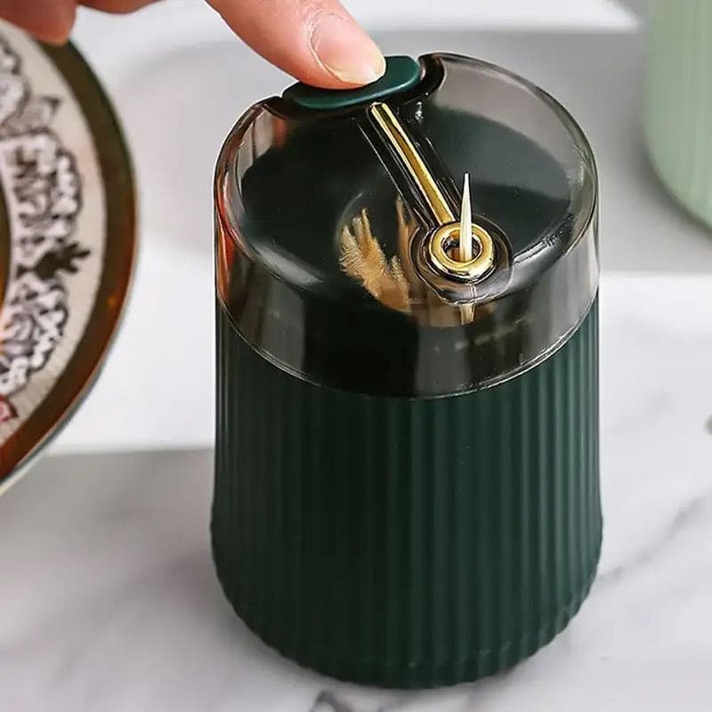 Portable Pop Up Toothpick Box, Press Type Cylinder Toothpick Holder, Automatic Eject Toothpick Jar, Self Ejecting Toothpick Dispenser,  Household Toothpick Holder Organizer, Transparent Pop Up Table Toothpick Container, Creative Automatic Toothpick Box
