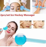 2 Pcs Crystal Ice Hockey, Energy Face Eye Massaging Globes, Face Lifting Anti Wrinkles Ice Roller, Anti Aging Health And Skincare Tool