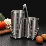 Double Cutlery Drain Rack, Double Handle Chopstick Spoon Rack, Stainless Steel Kitchen Cutlery Box, Spoons Forks Knife Utensils Organizer, Kitchen Storage Tube Barrel Tableware Rack, Caddy Cutlery Utensil Holder