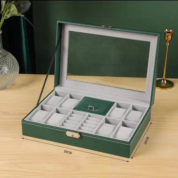 Slots Watch Boxes Storage Organizer, PU Leather Bracelets Rings Watches Display Jewellery Box, Lockable Watch Storage Case, Multifunction Watch Jewellery Box