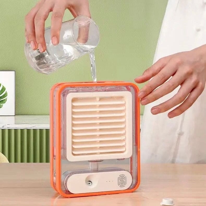 Portable Desktop Air Conditioner, USB Mini Air Cooler Fan, Water Cooling Fan, 500 ml Water Tank USB Personal Cooler, Quiet Mini Desktop Cooling Fan for Indoor Outdoor, Personal Humidifying Air Fan, Air Cooler Desk Fan for Office Kitchen Home