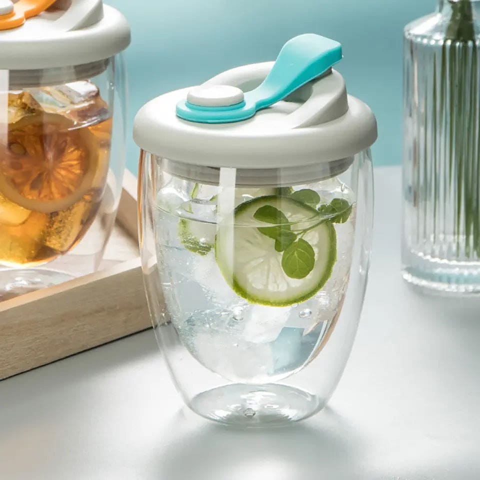 Double Wall Glass, Transparent Insulated Coffee Cup, Transparent Double Layer Wall Glass Cup, Cute Portable Water Cup, Double Wall Glass Cup
