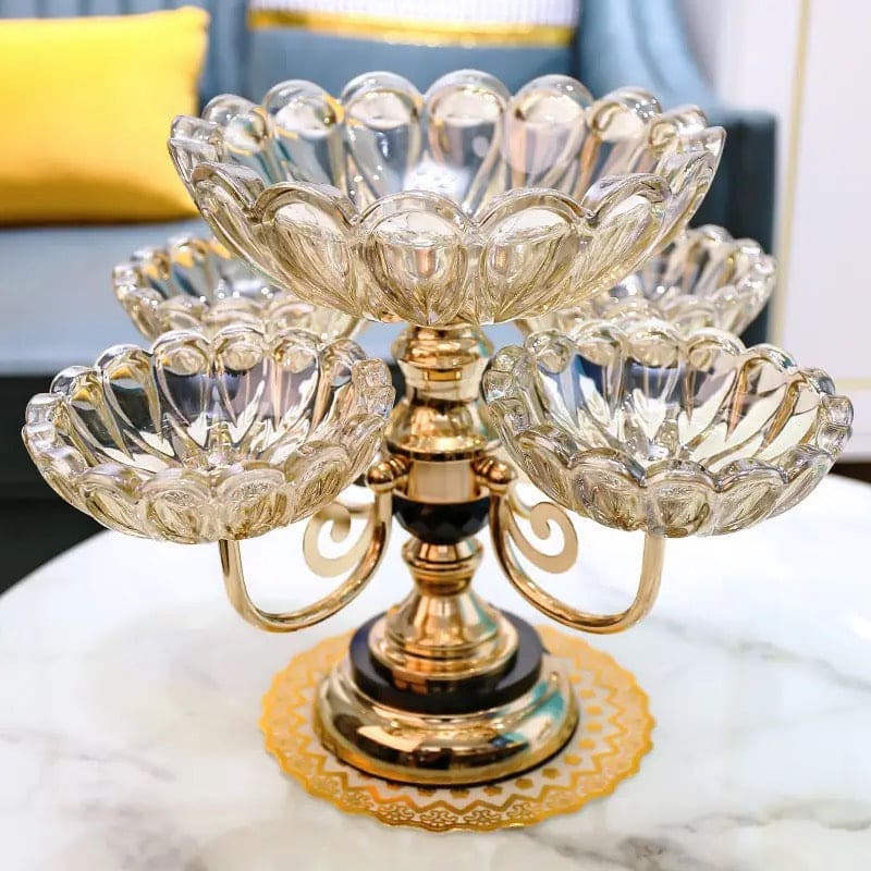 Multilayer Candy Platter, European Metal Fruit Bowl, Creative Light Luxury Snack Candy Plate,  Home Living Room Coffee Table Tray, Decorations Fruit Bowl, Rotatable Fruit Basket