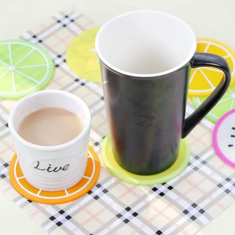 Pack of 6 Fruit Shaped Coasters, Tropical Fruit Mug Coasters, Multi-Color Heat Insulation Coasters
