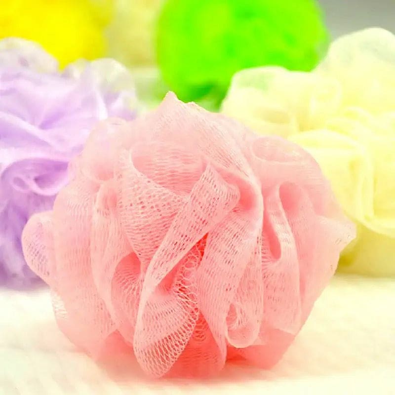 Loofah Sponge, Ball Bath Towel Scrubber, Mini Bath Sponge, Multicolor Body Exfoliating Shower Ball, Flower Bath Mesh Sponge, Bath Flower Shower Sponge Ball, Shower Loofah Sponge Pouf Body Wash Scrubber