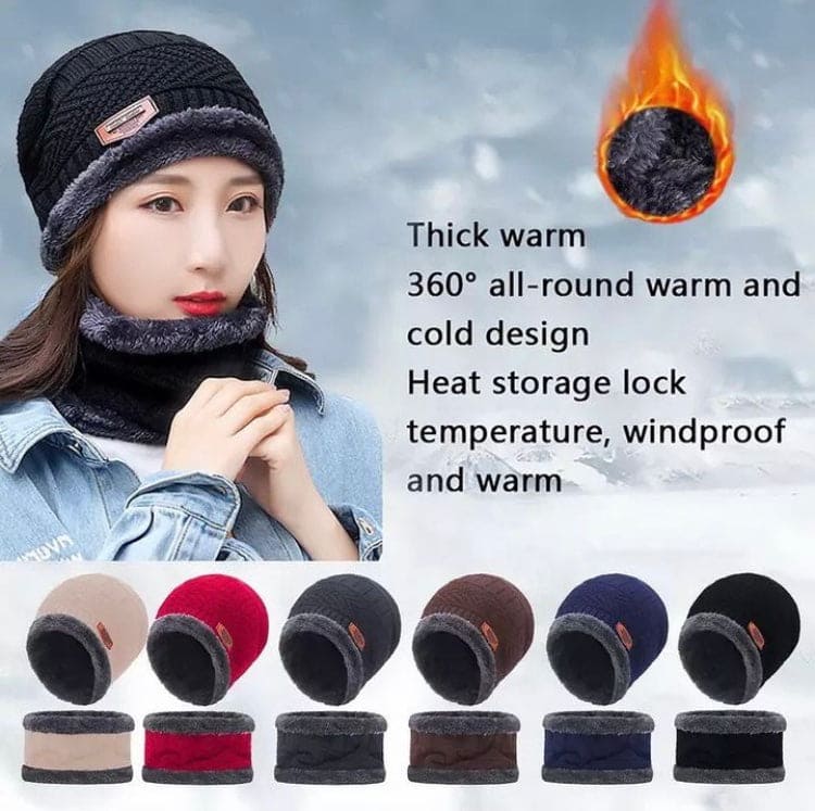 New Beanie Hat, Skin Cap & Scarf Set, New Coral Fleece Scarf, Men Wool Scarf Caps, Winter Beanies for Men