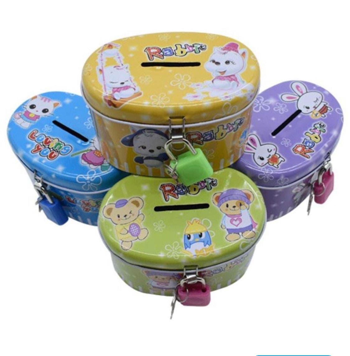 Cute Cartoon Piggy Bank, Kids Money Box, Money Saving Box, Money Box with Lock Key