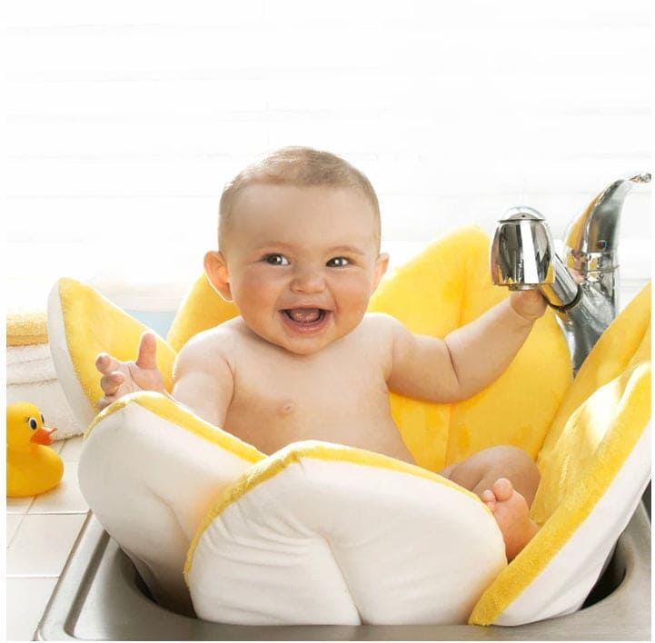 Foldable Flower Blooming Bath Tub, Baby Play Bath Sunflower Cushion Mat, Folding Non Slip Baby Bath Pad, Flower Shape Mat Sofa Seat