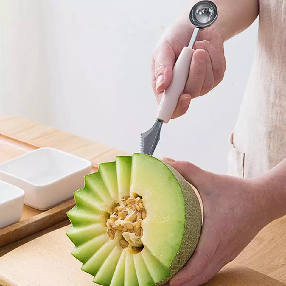 Curving Knife, Ice Cream Spoon DIY Assortment Baller, Fruit Digging Spoon Tool, Water Melon Craving Fruit Spoon