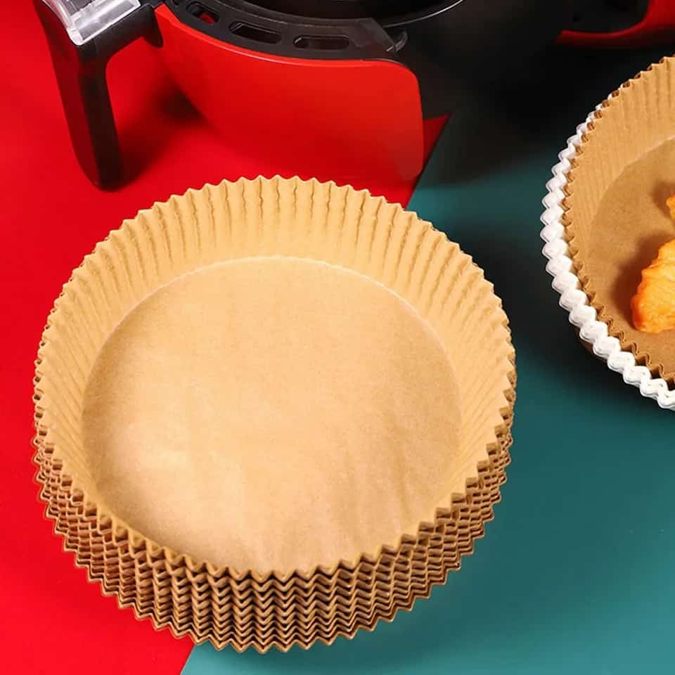 50 Pcs Air Fryer Plates, Kitchen Baking Greaseproof Paper, Oil Absorbing Paper for Household, Barbecue Plate Food Oven Kitchen Pan Pad, Non-Stick Unbleached Air Fryer Parchment Paper Liner, Disposable Parchment Paper Set