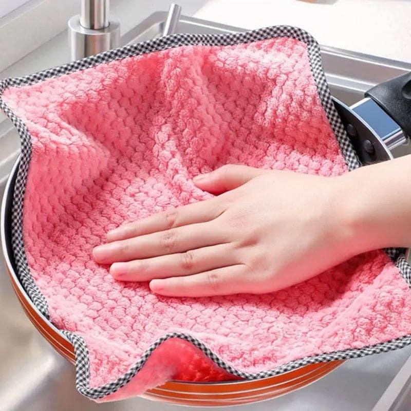 Set Of 3 Kitchen Daily Dish Towel, Microfibre Cleaning Towel, High-efficiency Cleaning Thickened Cloth, Coral Fleece Handable Hand Towel, Bathroom Kitchen Towel, Absorbent Wipe Plush Hand Towel, Multipurpose Cleaning Cloths