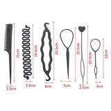 Newstyle 6pcs Hairstyle Braiding Tools, Twist Bun Barrette Elastic Hair Clips for Women, Weave Braider Roller Hairpins, Magic Hair Styling Accessories