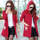 Cardigan Open Stitch Coat, Female Casual Warm Long Sleeve  Hooded, Cardigan Lady Open Stitch Sweater, Autumn New Women's Long Sweater Hoodie Coat