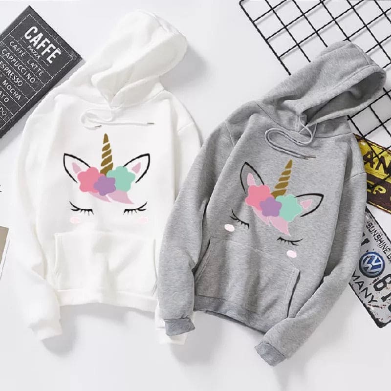 Unicorn face print hoodie