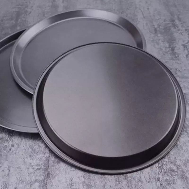 Set of 3 Non-Stick Pizza Pan, Round Pizza Pan Deep Dish Tray, Carbon Steel Non Stick Mold Baking Tool