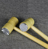 Double Sided Wooden Meat Hammer, Meat Mallet Tenderizer, Steel Meat Knocker With Wooden Handle, Kitchen Meat Hammer, Pork Chop Hammer, Dual Sided Meat Mallet For Kitchen, Heavy Duty Meat Pounders Hammer