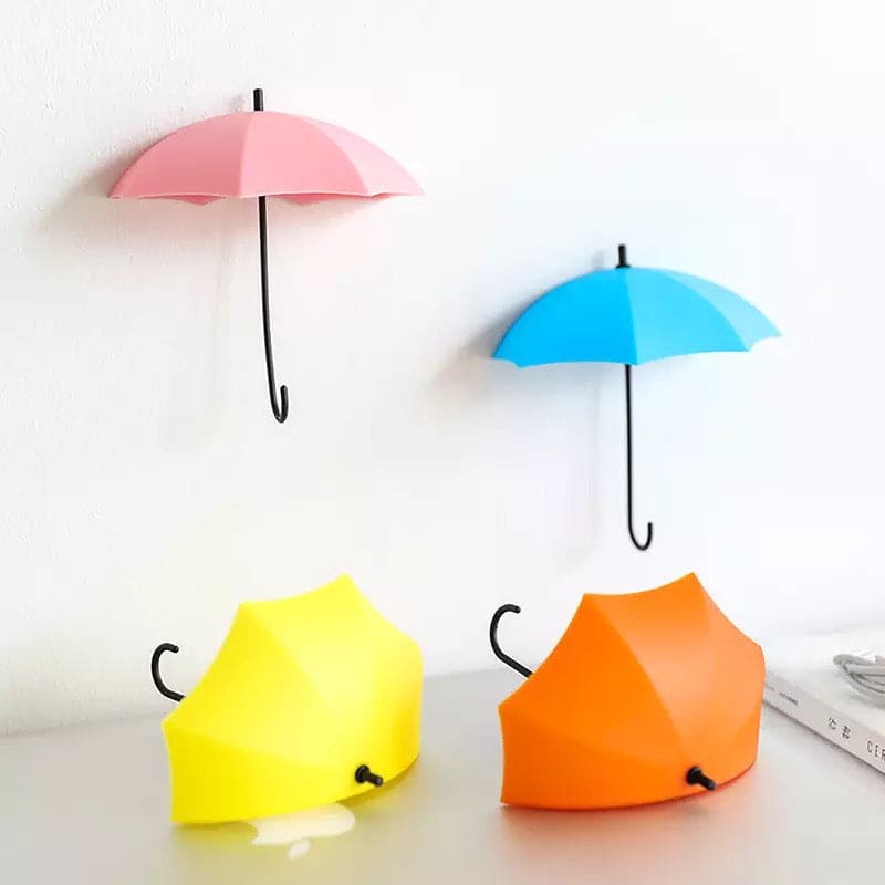 Set of 3 Creative Umbrella Self Wall Hook, Key Hair Pin Holder, Mini Umbrella Sticky Hooks, Home Decorative Hanging Hooks, Home Storage Organizer, Kitchen Bathroom Home Use Hook