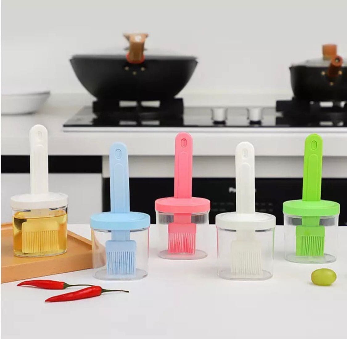 Silicone Oil Brush With Bottle, High Temperature Resistant Silicone Bottle Brush, Portable Barbecue Oil Brushkk